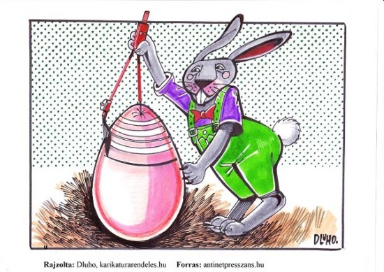 Húsvéti poén karikatúra Dluhopolszky László