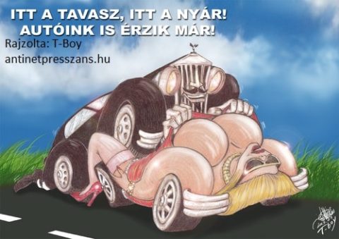 Autógyártás humor karikatúra Rajzolta: T-Boy (Gaál Tibor)