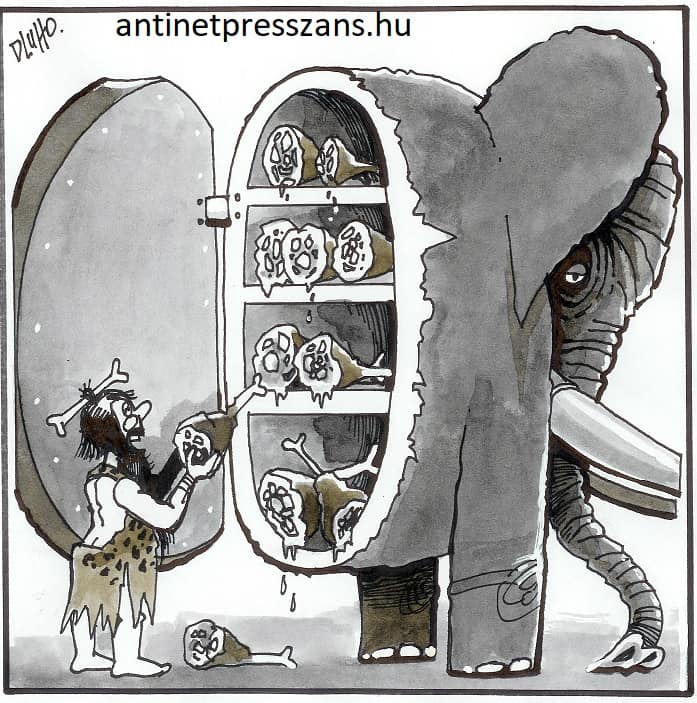 Vicces hűtő karikatúra