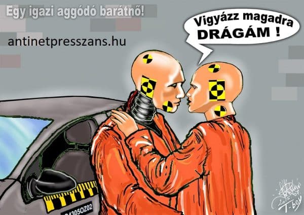 Humoros sofőr karikatúra